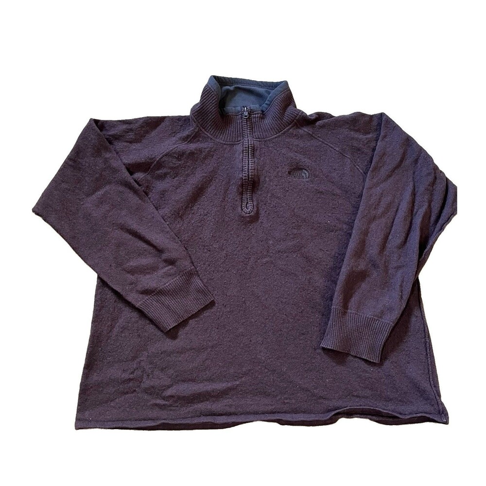 The North Face Quarter Zip Men’s Size 2XL Brown Cotton/Wool Blend Sweater